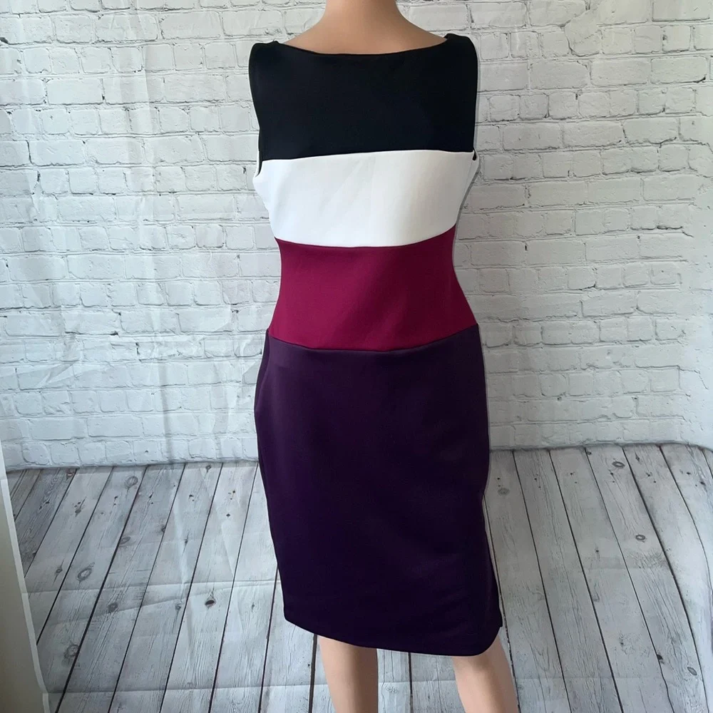 Alexia Admor Purple, White & Black Sleeveless Dress size S - Picture 4 of 7